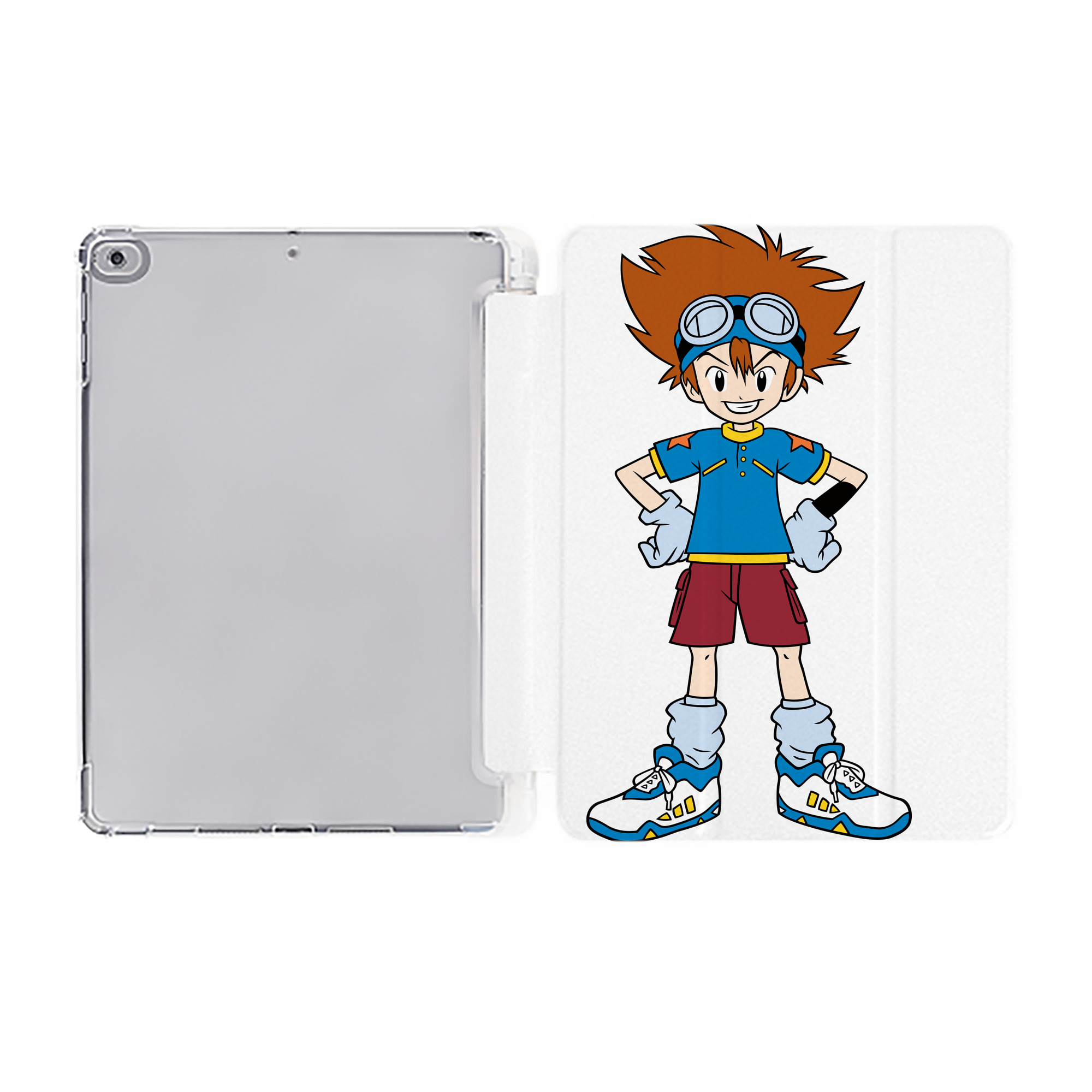 （画像用） Digimon デジタルモンスター/デジモン IPad ケース ペン収納付き 三つ折りスタンド PUレザー×シリコン 対応機種9.5/10.5/10.9インチ